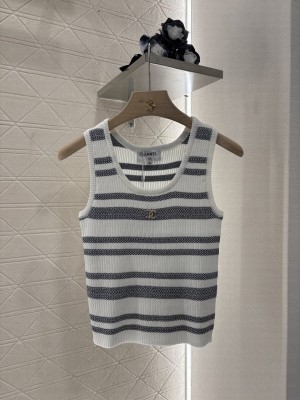 Chanel Striped Knit Top white/black
