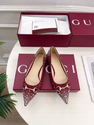 Gucci Women's Erin Gg Crystal Canvas Flat Red 2025
