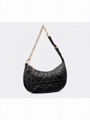 SMALL DIOR CD LOUNGE BAG black Supple Macrocannage Lambskin M2252ONG