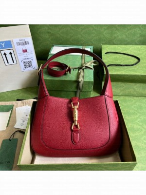 Gucci Jackie 1961 mini natural grain leather hobo bag 637091 red