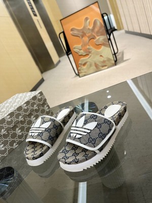 Adidas x Gucci women's platform GG cotton sponge sandal 2022 Collection 011