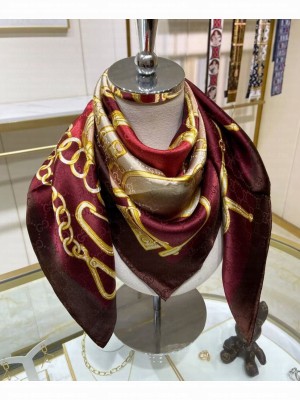 Gucci Women's GG Horsebit Silk Scarf Mauve