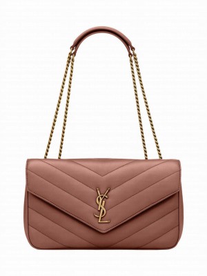 Saint Laurent Loulou Medium In Matelasse Lambskin Red