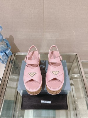 Prada Cork Platform Sandals Pink