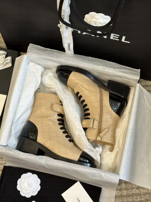 Chanel Women's Combat Boots G45005 Beige