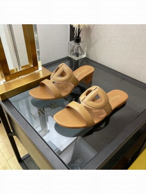 Dior D-CLUB Calfskin Slide Mule Sandals 2022 Collection Brown