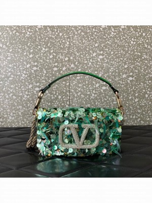VALENTINO V-logo MINI LOCO sequin and leather bag WA0K53-4