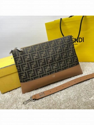 Fendi After FF Camellia-colored leather bag with laser-cut FF F7604 brown