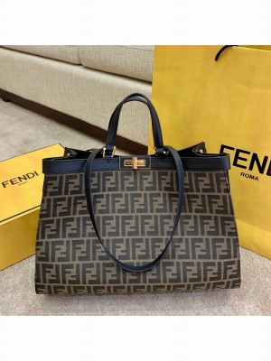 Fendi Peekaboo X-Tote FF Canvas Tote Bag Brown/Black 2021 Collection
