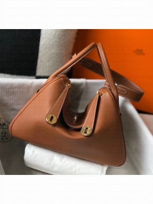 Hermes Lindy 30cm Bag In Togo Calfskin Leather Brown 2020 Collection