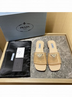 Prada Plexiglas Sandals Slides Flats 2022 Collection,Orange