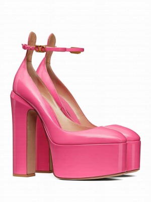 Valentino Garavani Tan-Go Platform Pump In Patent Leather 155mm Peachblow