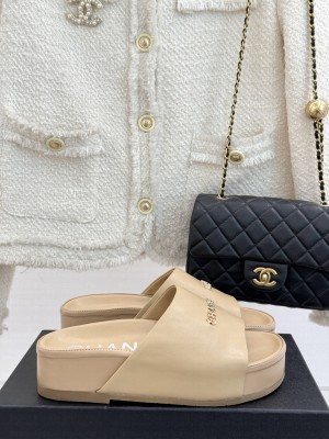 Chanel Platform Calfskin Mule Beige 2025