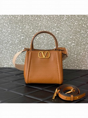 VALENTINO Alltime small grain calfskin bag B0Q26 brown