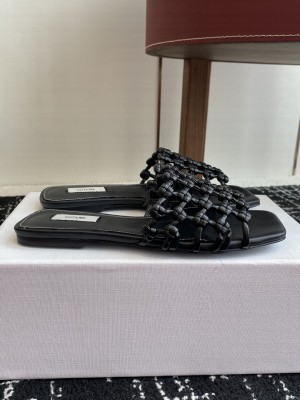 TOTEME Braided-leather bandeau slides black