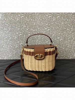 VALENTINO small RAFFIA MACRAME Shoulder Bag 5066 Apricot