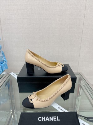 Chanel Lambskin 6.5 Pumps with Chain CC Beige 2023 