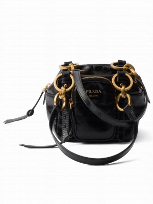 Prada Dangle Leather Top-handle Mini-bag 1BB137 Black