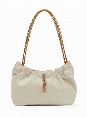 Saint Laurent Mini Leather Shoulder Bag Cream