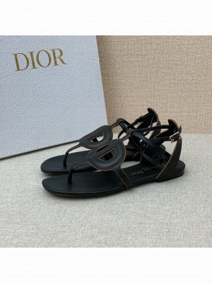 Christian Dior D-CLUB Flat Thong Sandals Black 2022 Collection