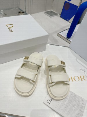 Dior DiorAct White Lambskin Flat Slide Sandals 2022 Collection