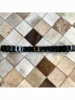 Bottega Veneta Leather Modular Link Belt 30mm with Circular Buckle Black 2019 Collection