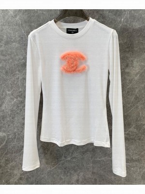 Chanel Women's Slim Fit Bottoming Shirt White