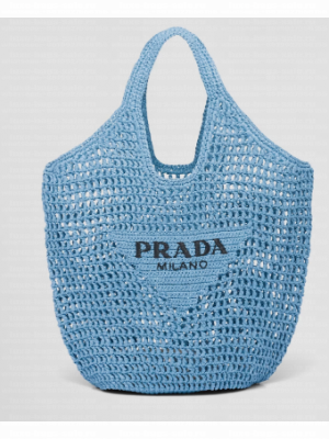 Prada Crochet tote bag 1BG424 light blue