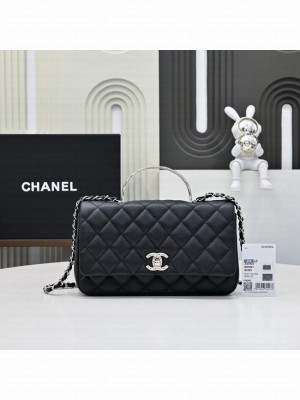 Chanel SMALL FLAP BAG CLUTCH WITH CHAIN Gold-Tone Metal AS5554 BLACK