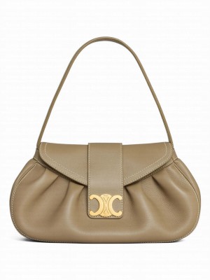 Celine Medium Polly Bag In Supple Calfskin Khaki
