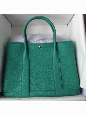 Hermes Leather Garden Party Medium Bag In Green