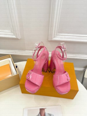 Louis Vuitton Shake Platform Sandals 12cm in Pink Patent Leather 2024