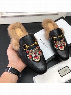gucci men's Princetown slipper with Angry Cat appliqué 478285