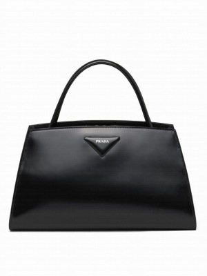Prada Brushed Leather Handbag 1BA327 Black