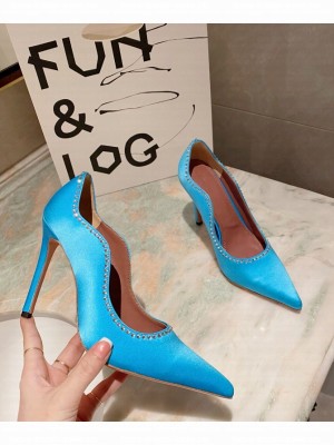 Amina Muaddi                                                                                        Romy pump blue