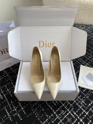 Christian Dior 7.5cm Tribales Patent Leather Pumps Cream