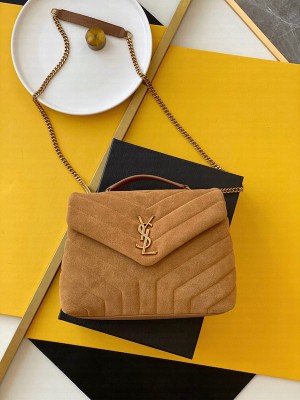 YSL Saint Laurent  Loulou small quilted suede shoulder bag