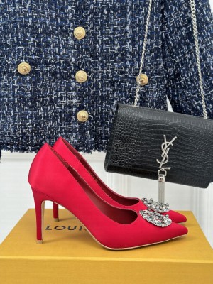 Louis Vuitton LV Initials accessory Satin Pump Red
