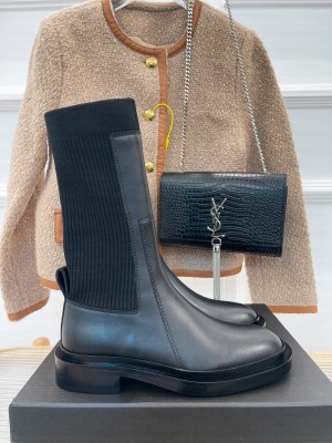 JIL SANDER Lambskin & Knitted Boots