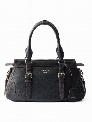 Prada Large Leather Tote Bag 1BG604 Black