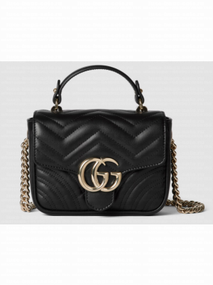 GUCCI GG MARMONT MINI TOP HANDLE BAG 811238 BLACK