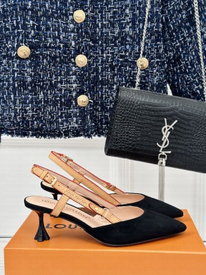 Louis Vuitton Blossom Suede Slingback Pump Black