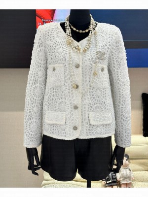 Chanel Women's Single-breasted Jacket White