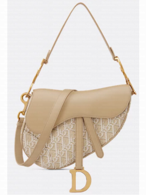 Dior Saddle Bag with Strap Oblique Jacquard and Natural Smooth Calfskin M0455CDDS