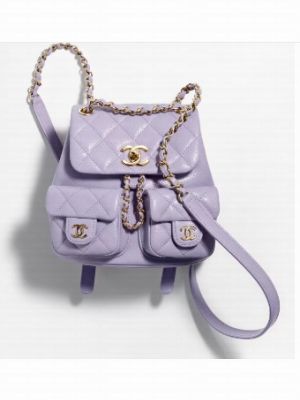 Chanel SMALL BACKPACK Calfskin & Gold-Tone Metal AS3787 Light Purple