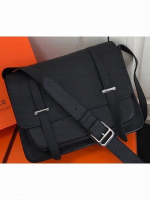 Hermes Steven 30/34cm Men's Bag in Leather Black