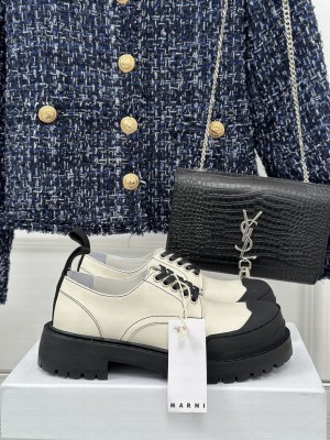 Marni White Leather Dada Army Derby Shoe