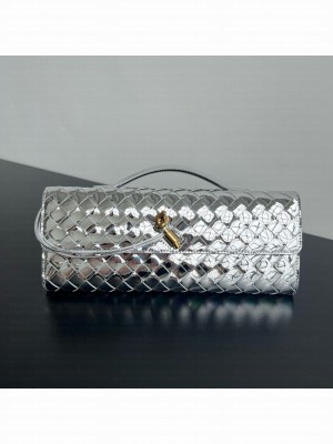 Bottega Veneta Long Clutch Andiamo With Handle 741511 Silver