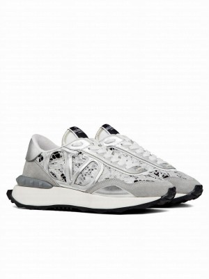 Valentino Women's Lace And Mesh Lacerunner Sneaker Gray