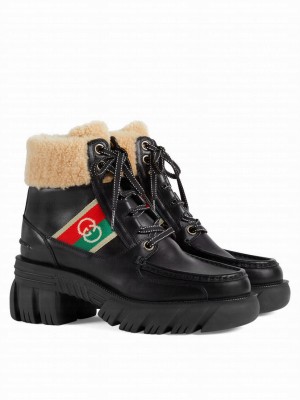 Gucci Women's Ankle Boot With Stripe 670406 Black